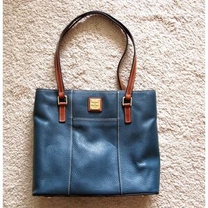 Dooney & Bourke Leather Satchel Teal Medium Size Handbag Purse
